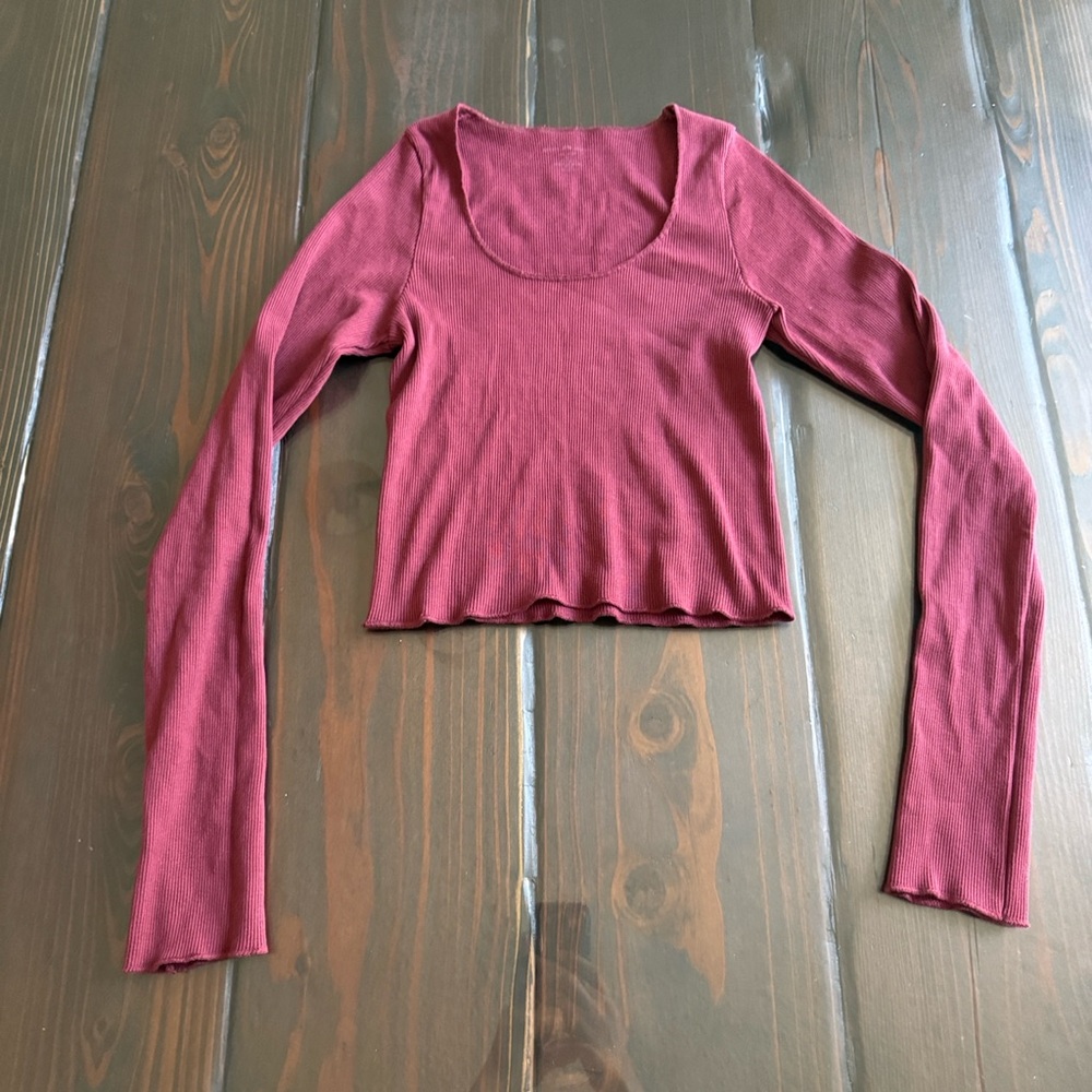 Brandy Melville Maroon Long Sleeve Bodysuit